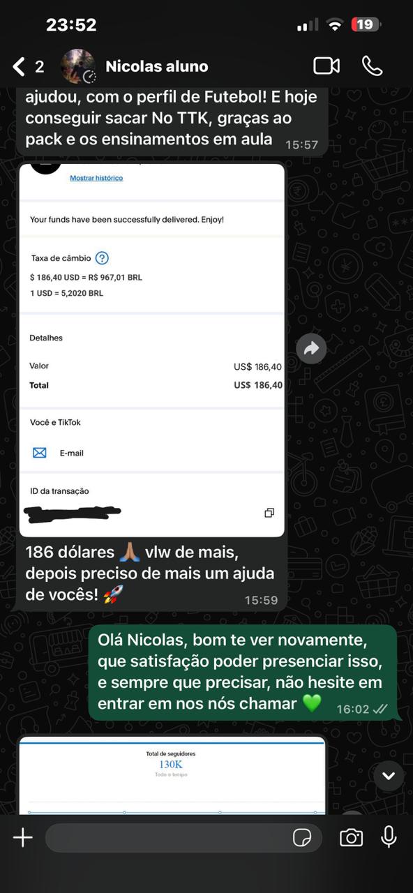Pessoa ganhando em dólar com Pack Viraliza